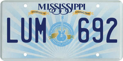 MS license plate LUM692