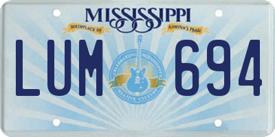MS license plate LUM694