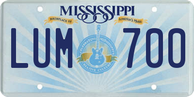 MS license plate LUM700