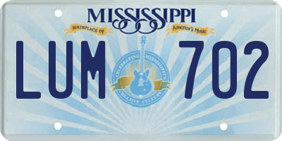 MS license plate LUM702