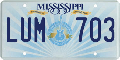 MS license plate LUM703