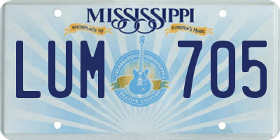 MS license plate LUM705