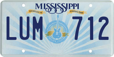 MS license plate LUM712