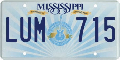 MS license plate LUM715