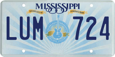 MS license plate LUM724