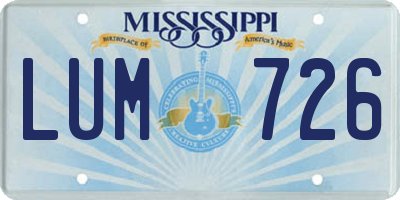 MS license plate LUM726