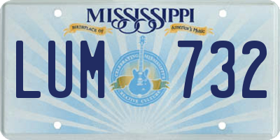 MS license plate LUM732