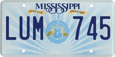 MS license plate LUM745