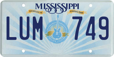 MS license plate LUM749