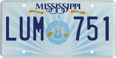 MS license plate LUM751