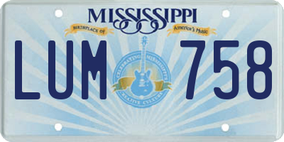 MS license plate LUM758