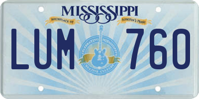 MS license plate LUM760