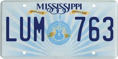 MS license plate LUM763