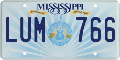 MS license plate LUM766