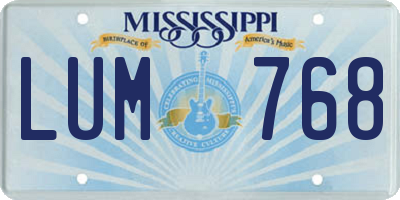 MS license plate LUM768
