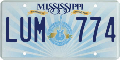 MS license plate LUM774