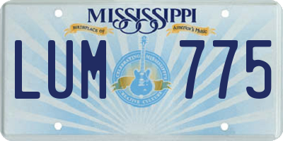 MS license plate LUM775