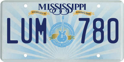 MS license plate LUM780
