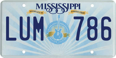 MS license plate LUM786