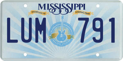 MS license plate LUM791