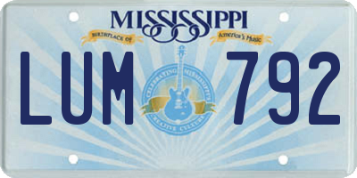 MS license plate LUM792