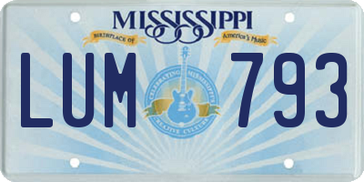 MS license plate LUM793