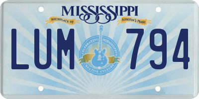 MS license plate LUM794