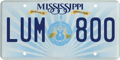 MS license plate LUM800