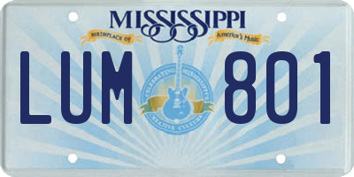 MS license plate LUM801