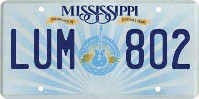 MS license plate LUM802