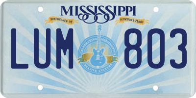 MS license plate LUM803