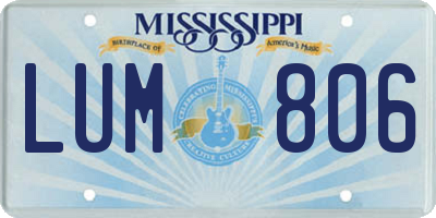 MS license plate LUM806