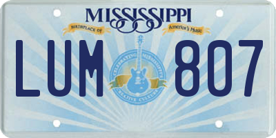 MS license plate LUM807