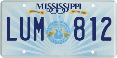 MS license plate LUM812