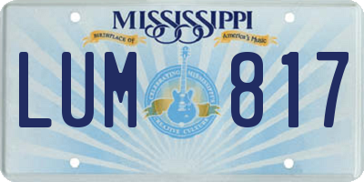 MS license plate LUM817