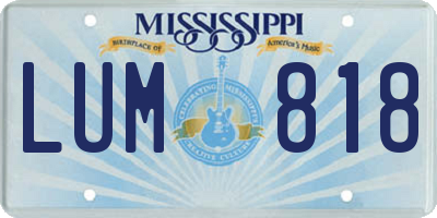 MS license plate LUM818