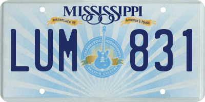 MS license plate LUM831