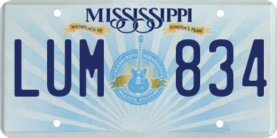 MS license plate LUM834