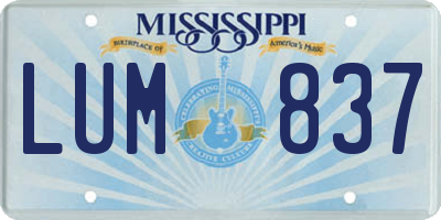 MS license plate LUM837