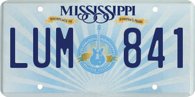 MS license plate LUM841