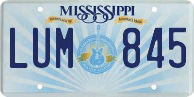 MS license plate LUM845