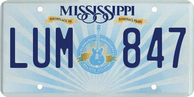 MS license plate LUM847