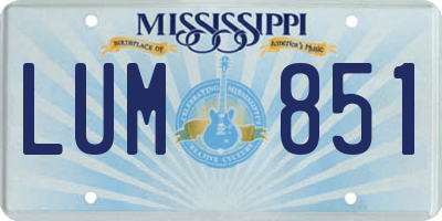 MS license plate LUM851