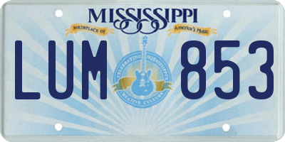 MS license plate LUM853