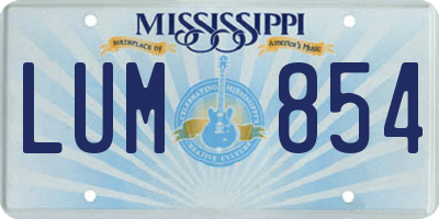 MS license plate LUM854