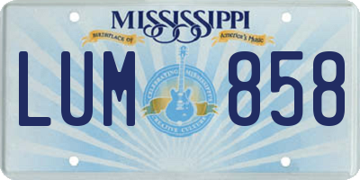 MS license plate LUM858