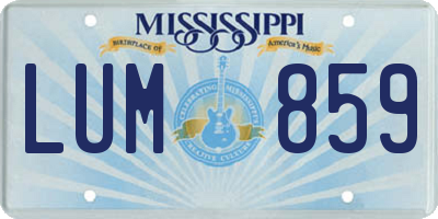 MS license plate LUM859