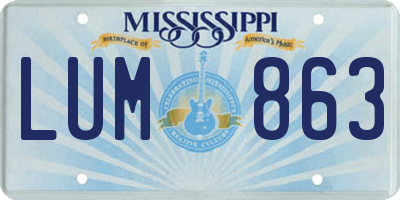 MS license plate LUM863