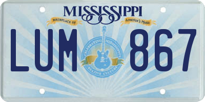 MS license plate LUM867