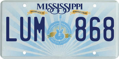 MS license plate LUM868